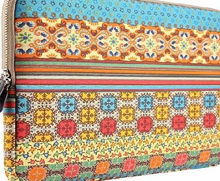 Plemo  Bohemian Style Canvas Fabric 15-15.6 Inch Laptop / Notebook Computer / MacBook / MacBook Pro Sleeve Case Bag Cover, Sunlight Garden