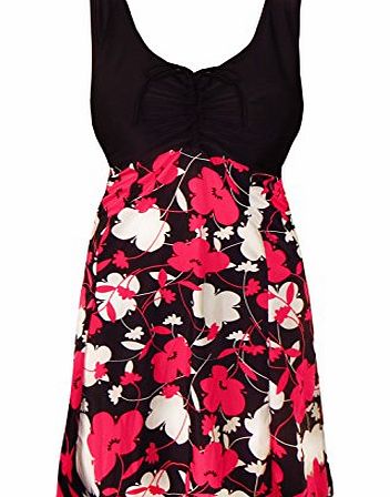 Plus Size Swimweaar Black White and Deep Pink Floral Ladies Swimming Dress - Swimming Costume - Maternity Swimdress - sz 12