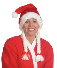 Plush Fur Trim Santa Hat with Pigtails