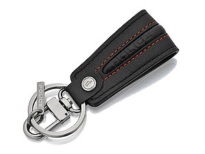 Matrix Gun Metal and Leather Key Ring 015010