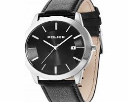 Police Mens Sonaran Black Leather Strap Watch