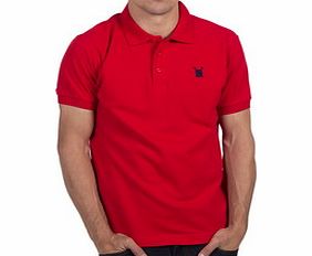 Red cotton short-sleeved polo