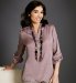 Portfolio 3/4 Sleeve Nehru Collar Blouse