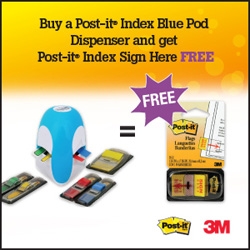 Index Dispenser Blue & FREE Sign Here