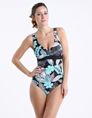 Pour Moi Jungle Control Swimsuit - Blue and Black