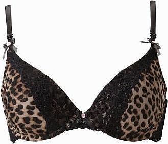 Pour Moi Tease Plunge Padded Bra Animal 34DD