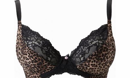 Pour Moi Tease Plunge Underwired Bra Animal 38G