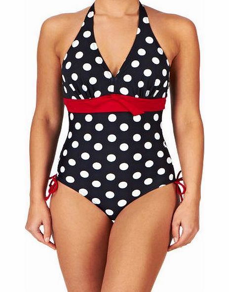 Pour Moi Womens Pour Moi Ahoy Spotty Halter Swimsuit -