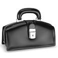 Black Italian Calf Leather Mini Doctor Style Bag w/ Lighting