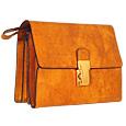 Men` Triple Gusset Mustard Yellow Leather Clutch