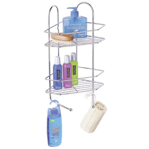 2 Tier Chrome Corner Toilet Bath Bathroom Shower Caddy Rack Storage shelf Unit