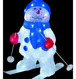 Premier Acrylic Light up Outdoor Christmas Garden Decoration - Snowman on Skies