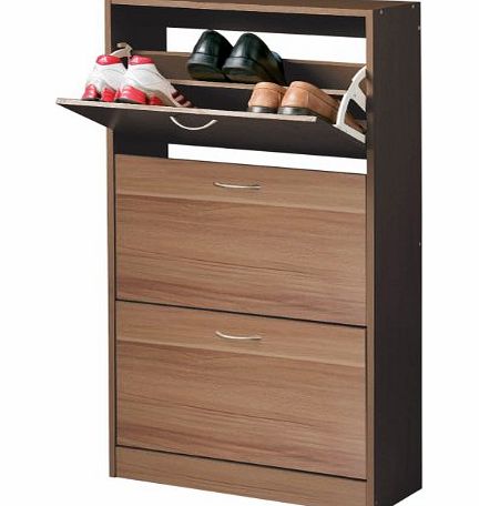 3-Drawer Shoe Cupboard with Veneer - 117 x 63 x 24 cm - Brown