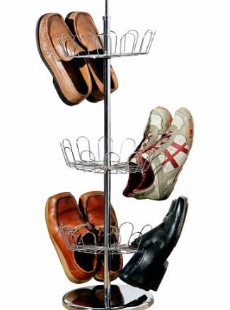 3 Tier Revolving Shoe Rack - Chrome - 98 x 29 cm