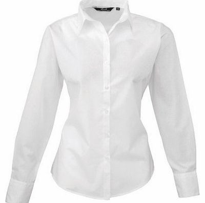 Premier Womens Poplin Long Sleeve Formal Work Blouse Shirt