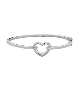 Premium Silver Sterling Silver Open Heart Bangle