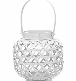 Present Time PT Home Tea Light Lantern Web Bamboo, White