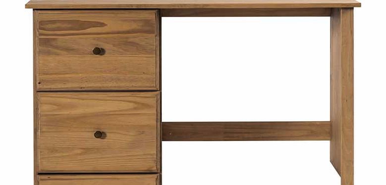 2 Drawer Solid Pine Office Desk - Dark