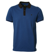 Blue Pique Polo Shirt with Coffee