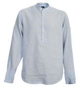 Ocean Blue Nehru Collar Shirt