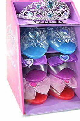 pretty princess Girls Pink Pretty Princess Shoes Diamante Dress Up Fancy Gift Set FREE POPSTAGE (Jewellery Set Crown)