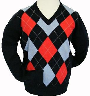 Pringle Golf MCARTHY V-NECK ARGYLE LAMBSWOOL JUMPER Charcoal / Large