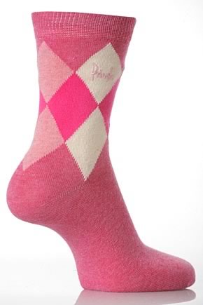 Pringle Ladies 2 Pair Pringle Chloe Diamond Argyle Patterned Sock In 5 Colours Black