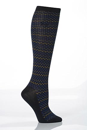 Pringle Ladies 2 Pair Pringle Emma Honeycomb Pattern Knee High In 4 Colours Navy