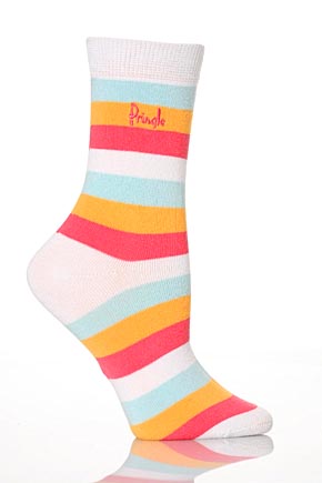 Pringle Ladies 2 Pair Pringle Mel Block Stripe Socks In 8 Colours Grey