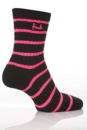 Pringle Ladies 2 Pair Pringle Nicola Chunky Striped Rib Socks In 3 Colours Grey