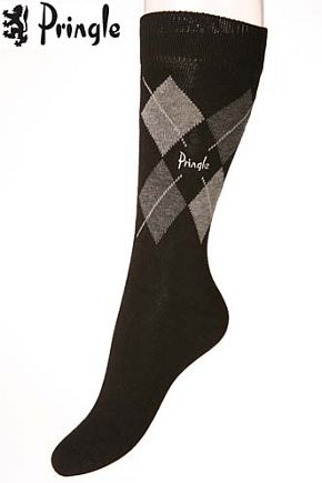 Mens 2 Pair Pringle St. Kilda Argyle Sock Black