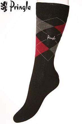 Pringle Mens 2 Pair Pringle Waverley Argyle Suit Sock Black