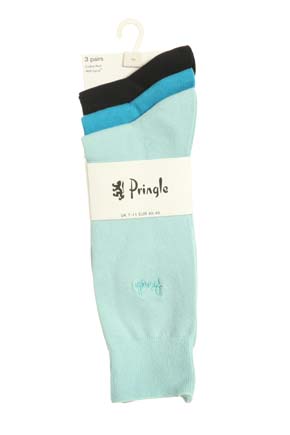 Pringle Mens 3 Pair Pringle Endrick Plain Trouser Sock Blue