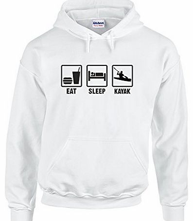 Eat Sleep Kayak, Printed Hoodie - White/Black L