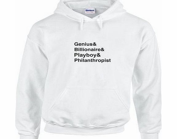 Print Wear Clothing Genius Billionaire Playboy Philanthropist, Tony Stark inspired Printed Hoodie White / Black M