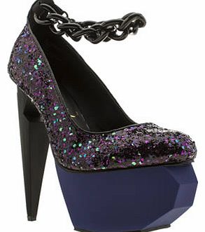 womens privileged navy & black twee glitter