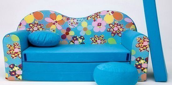 Pro KIDS SOFA BED FUTON CHILDS FURNITURE FREE POUFFE/FOOTSTOOLamp;PILLOW (B13)