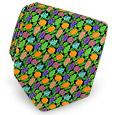 Green and Orange Flowers Printed Silk Tie