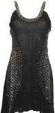 Chilli Pepper Beaded Leaf Dress, Black, Medium.