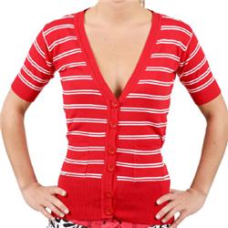 Ladies Crome Belted Cardi - Devil Red