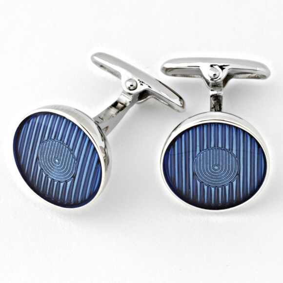 Blue Longham Circle Cufflinks