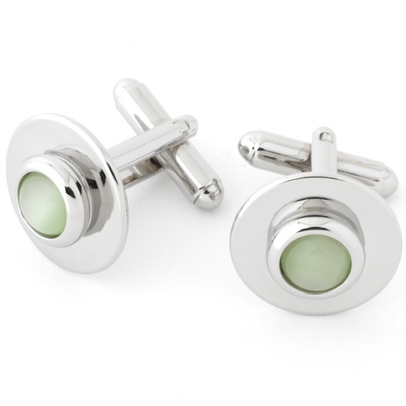 Lime Ivy Circle Cufflinks