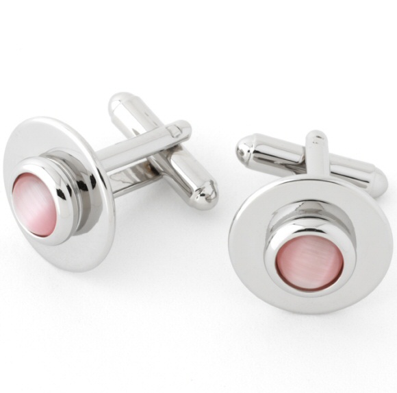 Pink Ivy Circle Cufflinks