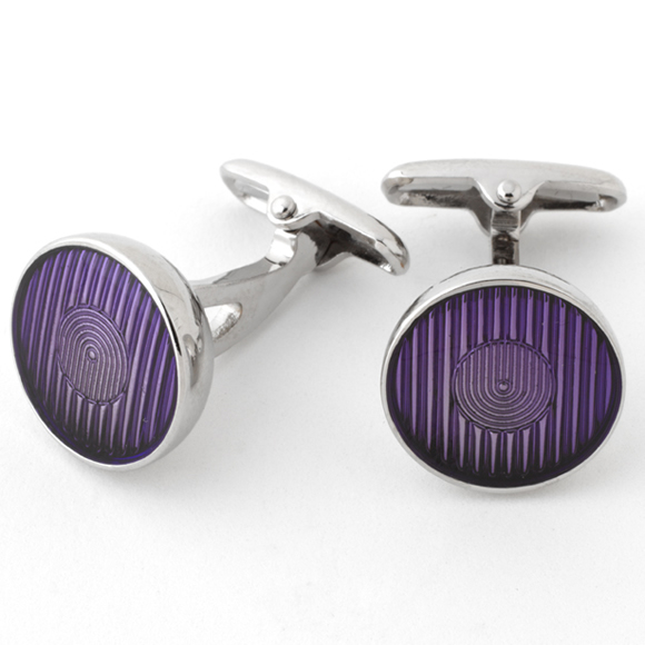 Purple Longham Circle Cufflinks