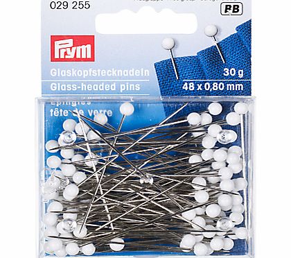 Prym Glass-Headed Pins, 80mm, Pack of 30g