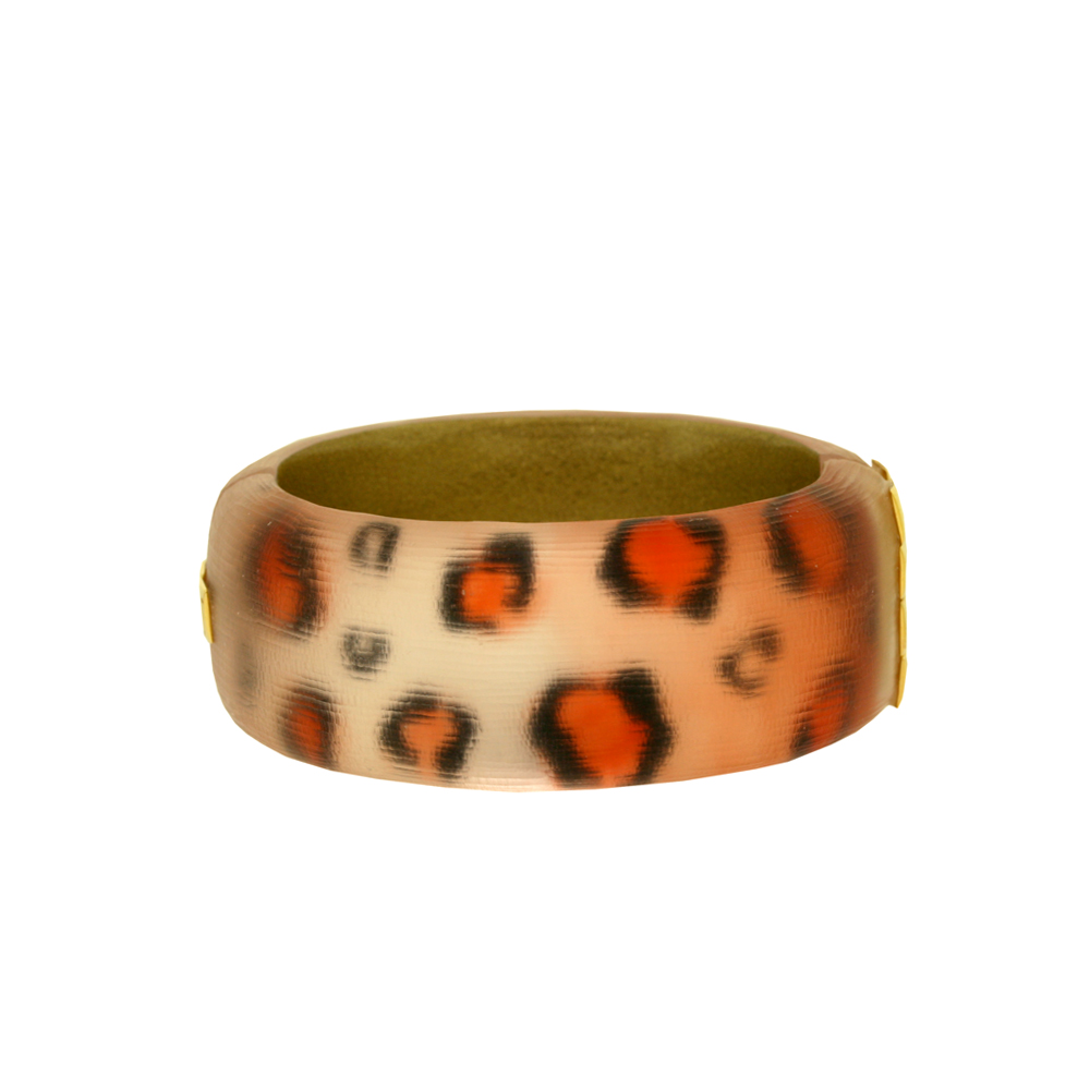 Psyche Fur Hinge Bangle - Orange