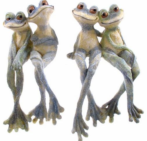 Puckator GARDEN ORNAMENT - Cute Pair of LONG LEGGED GARDEN FROGS Figure - Ideal Pond Statue