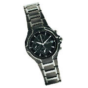 Pulsar Mens Black and Silver Chronograph Watch