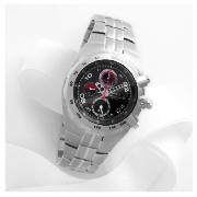 mens black dial tacymeter alarm chrono