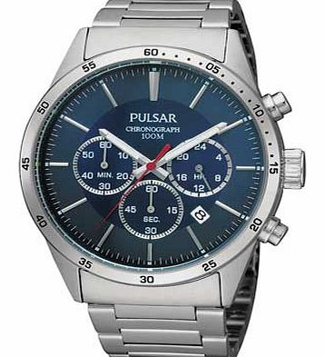 Pulsar Mens Blue Dial Chronograph Sports Watch